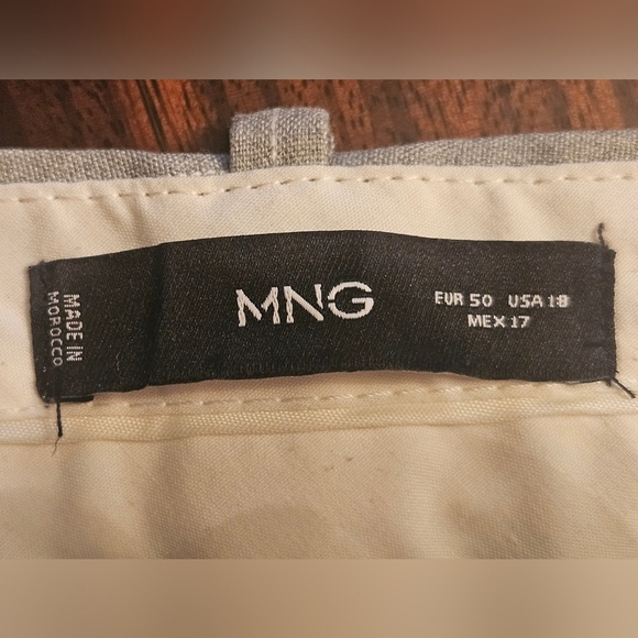 Mango MNG Gray White Pinstripe High Rise Wide Leg Pleated Trouser Womens Plus 18 - Picture 12 of 14